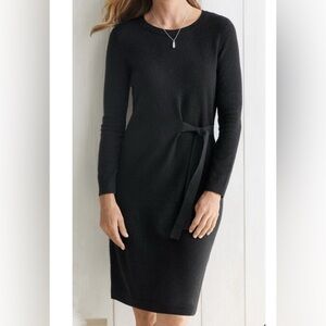 Talbots Dress Womens Midi Black Metallic Sparkle Sweater Faux Wrap Party New XL